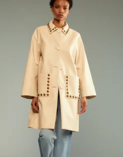 Studded Vegan Leather Coat