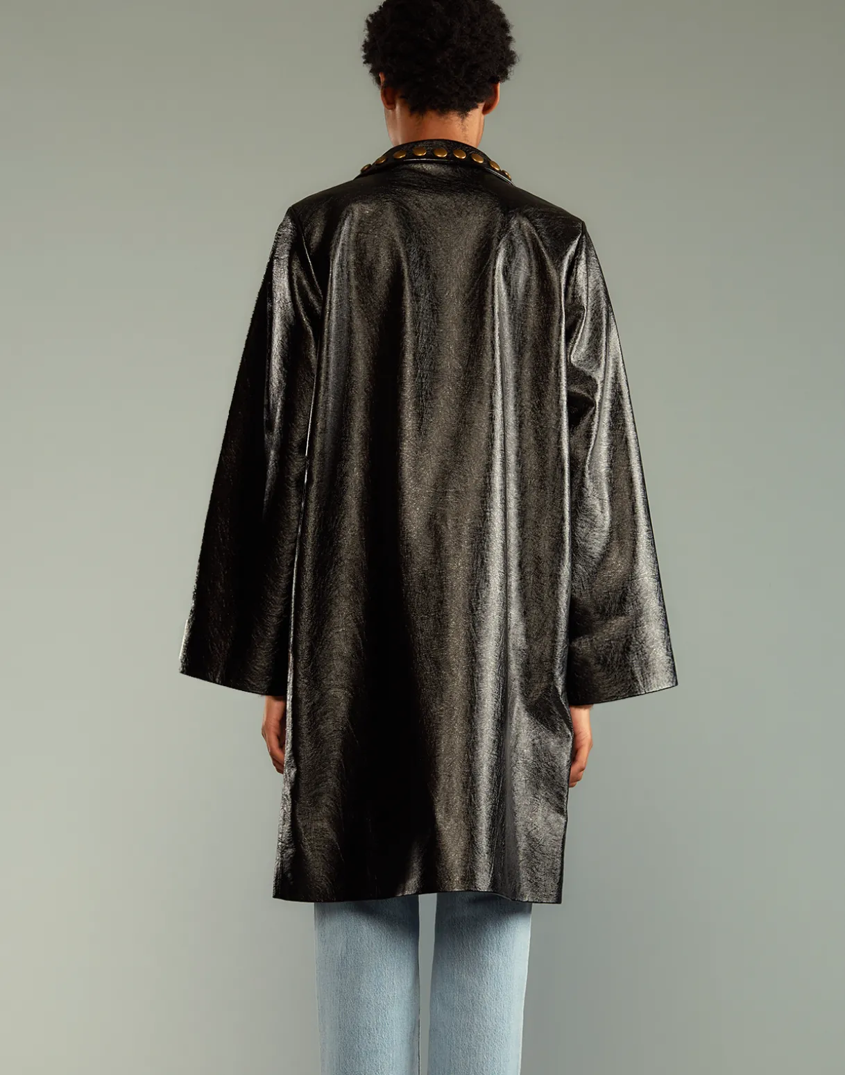 Studded Vegan Leather Coat