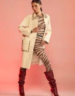 Studded Vegan Leather Coat
