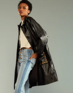 Studded Vegan Leather Coat