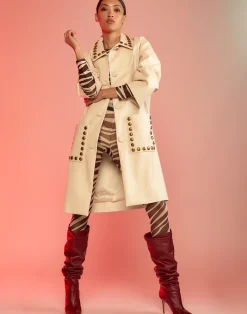 Studded Vegan Leather Coat