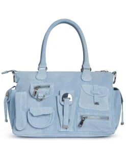 Suede Cargo Pocket Shoulder Bag