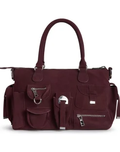 Suede Cargo Pocket Shoulder Bag
