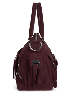 Suede Cargo Pocket Shoulder Bag