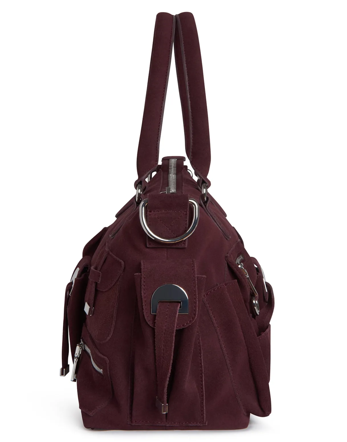 Suede Cargo Pocket Shoulder Bag