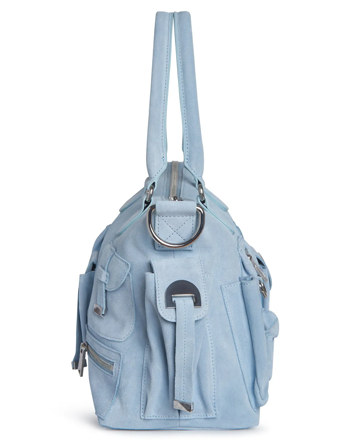 Suede Cargo Pocket Shoulder Bag