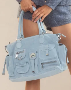 Suede Cargo Pocket Shoulder Bag