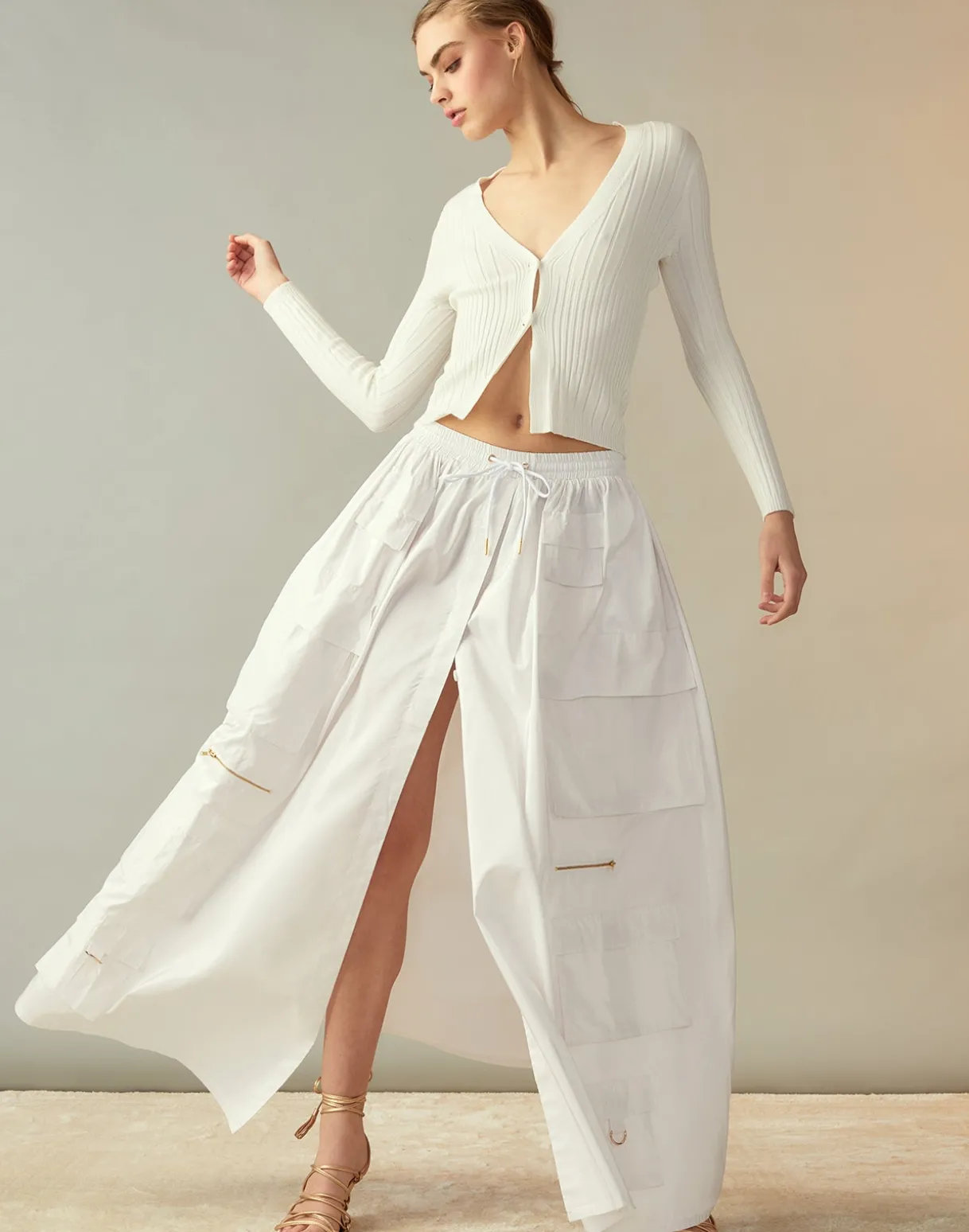 Taffeta Cargo Skirt