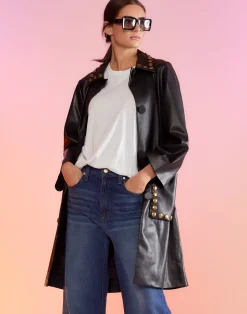 Vegan Studded Leather Coat