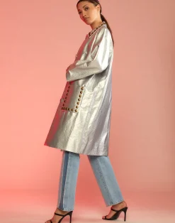 Vegan Studded Leather Coat
