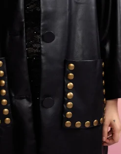 Vegan Studded Leather Coat